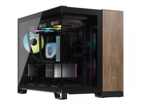 CORSAIR Geh mATX 2500X (Tempered Glass) Black/Walnut Wood