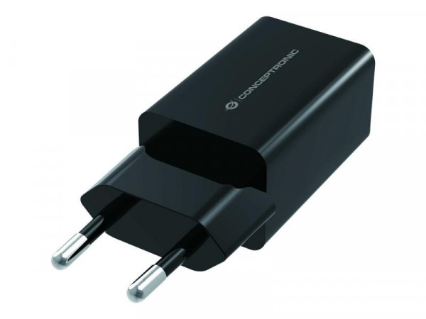 CONCEPTRONIC Ladegerät 2Port 12W, USB-C/USB-A 2.4A sw