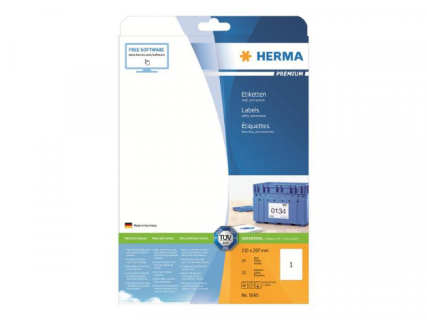 HERMA Etiketten Premium A4 weiß 210x297 mm Papier 25 St.