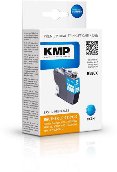 KMP Patrone Brother LC3219XLC cyan 1500 S. B58CX refilled