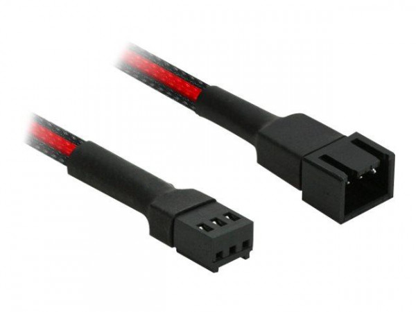Kabel Nanoxia 3-Pin Verlängerung, 30 cm, schwarz/rot