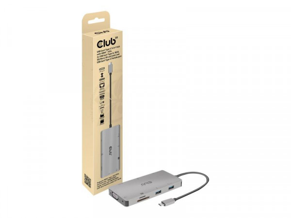 Club3D USB-9-in1-HUB USB-C > HDMI/VGA/2xUSB/USB-C/RJ45/SD