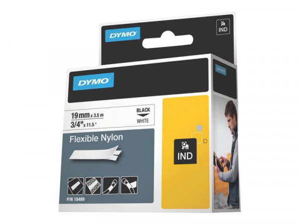 DYMO Rhino Band Nylon 19mmx3.5m schwarz->weiß