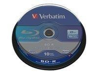 Bluray Verbatim 25GB 10pcs Spindel 6x White Blue Surface
