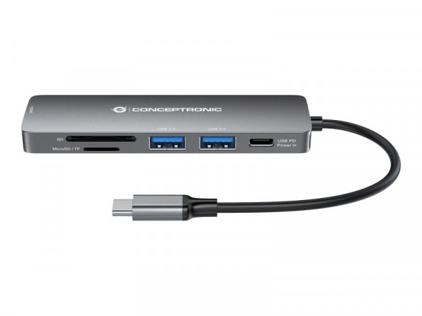CONCEPTRONIC Adapter USB-C->HDMI,USB-C PD,1x3.0/2.0USB SD/TF
