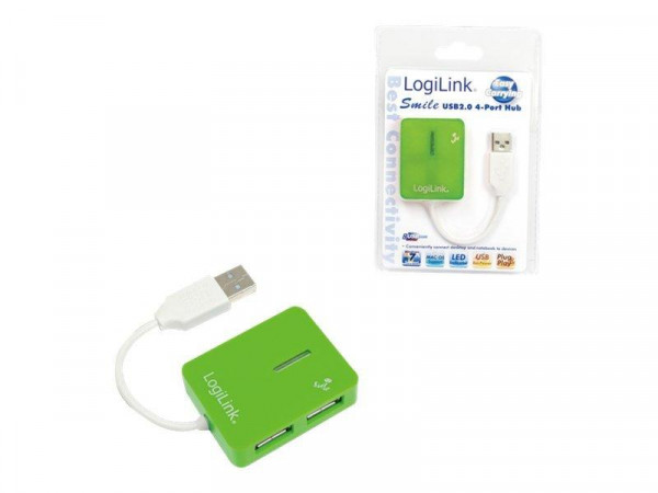 LogiLink USB-HUB &quot;Smile&quot; 4-Port o. NT grün 