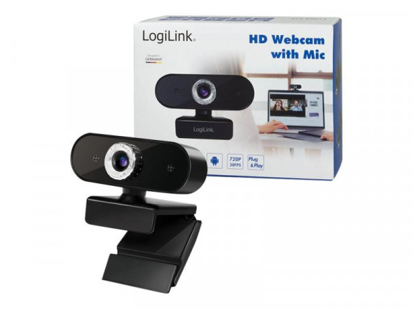 LogiLink Webcam 720p HD Webcam + Mikrofon schwarz