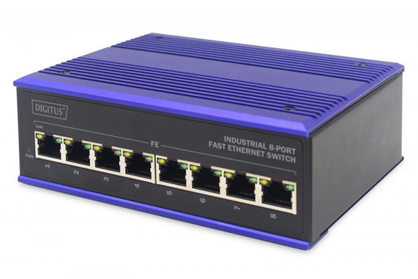 DIGITUS Industrieller 8-Port Fast Ethernet Switch