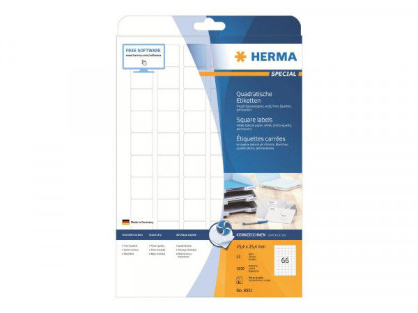 HERMA Inkjet-Etiketten A4 weiß 25,4x25,4 mm Papier 1650 St.
