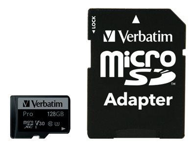 SD MicroSD Card 128GB Verbatim SDHC Pro Class 10 + Adapter