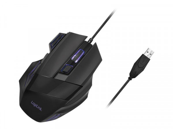 Logilink Ergonomische USB-Gaming-Maus, 2400 dpi, schwarz