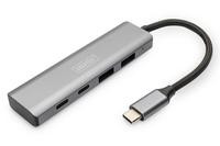 DIGITUS USB-C-Hub 4-Port 2.1->2xA3.12xC2.1 int.Kabel silber