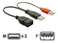 USB Y-Kabel Delock A -> 2x A Bu/St 0.225m