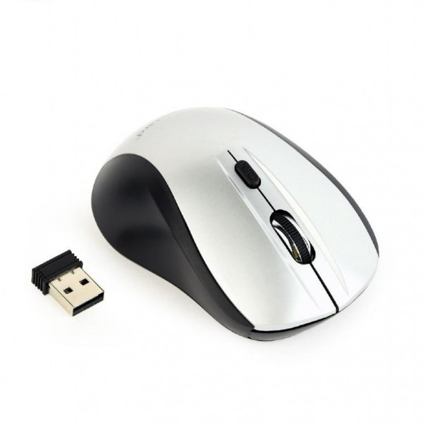 GEMBIRD Maus OPT WIRELESS 4 Tasten inkl. USB grau/schwarz