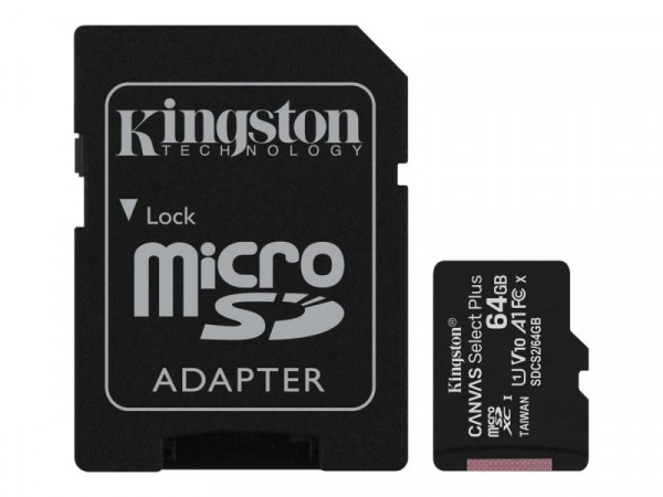 SD MicroSD Card 64GB Kingston SDXC Canvas+ (Class10)
