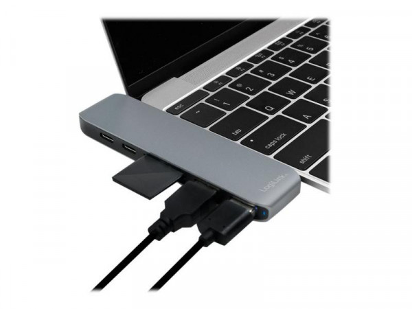 LogiLink Dual USB-C Multifunktion HUB, Aluminium grau