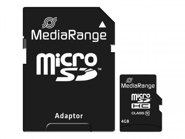 MediaRange SD MicroSD Card 4GB SD CL.10 inkl. Adapter