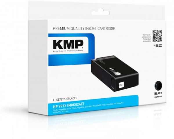 KMP Patrone HP 991X (M0K02AE) black pigm. 20.000 S. H184X
