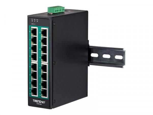 TRENDnet 16-Port Industrial Gigabit PoE+ DIN-Rail Switch