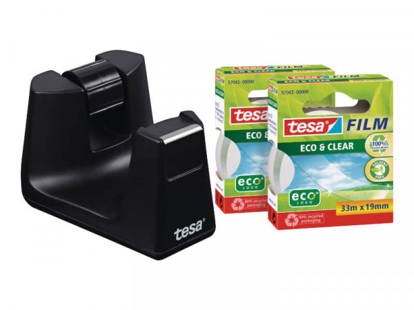 tesafilm Tischabroller Smart + Eco & Clear 2 Rollen