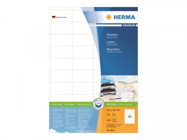 HERMA Etiketten A4 weiß 52,5x29,7 mm Papier matt 8000 St.