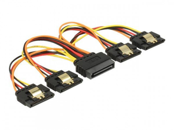 DELOCK Stromkabel 4x 15Pin SATA -> 2x 15Pin SATA St/Bu 15cm