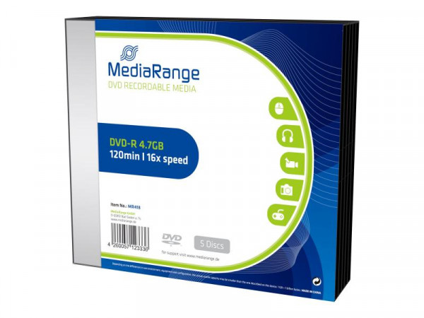 MediaRange DVD-R 4.7GB 5pcs Pack 16x SlimCase
