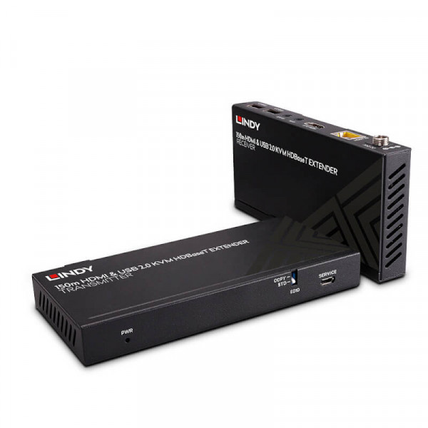 LINDY 150m Cat.6 HDBaseT KVM Extender, HDMI 4K60, USB 2.0&IR