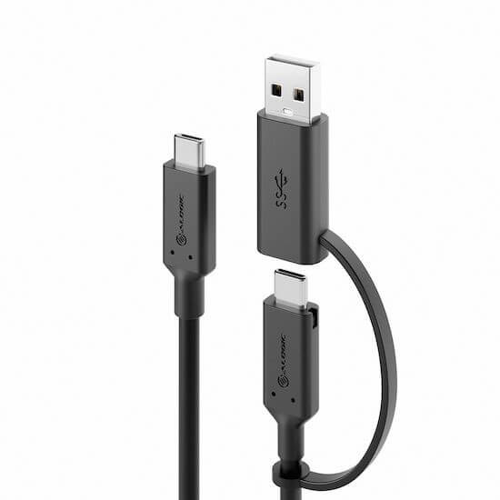 Alogic USB C Kabel Typ C -C USB +A Adapter M/M 1,2m, sw