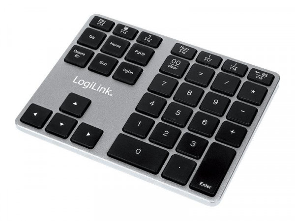 LogiLink Keypad Bluetooth, mit 35 Tasten, ALU, Space grau