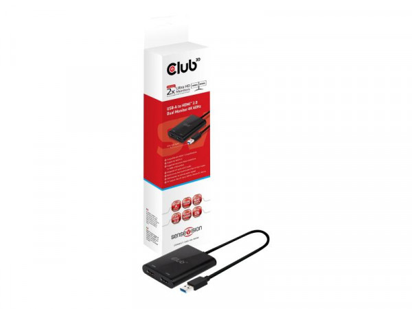 Club3D Adapter USB 3.1 Typ A > 2x HDMI 2.0 4K@60Hz