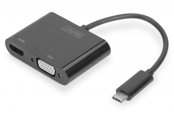 DIGITUS Adapter USB3.0/C -> HDMI + VGA 4K schwarz