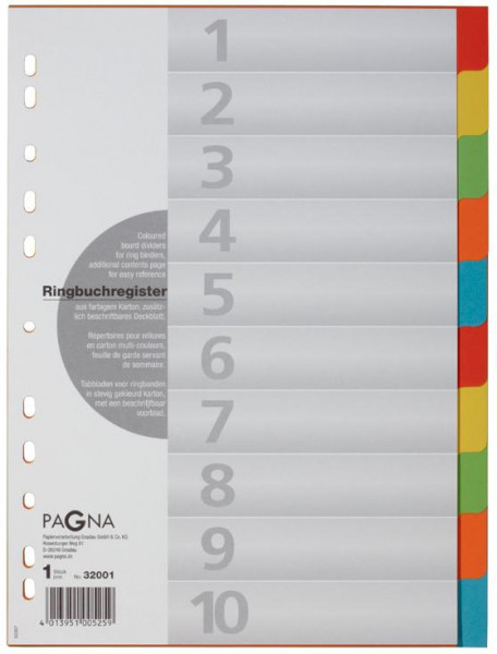 PAGNA Register 10tlg. mit Deckblatt 5-farbig