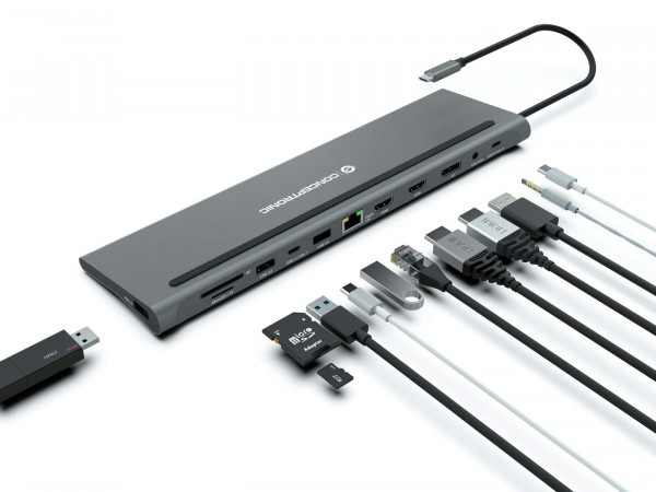 CONCEPTRONIC Adapter USB-C -> HDMI,DP,USB3.0/2.0,PD,GbE 0.18