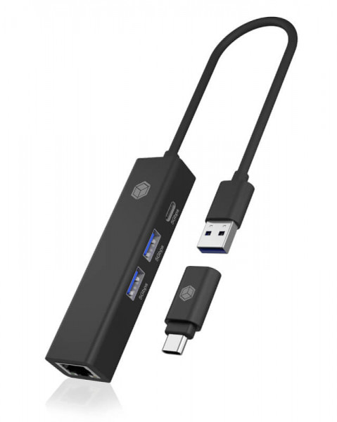 Adapter IcyBox USB3.2 Gen1 Hub & Gigabit LAN 4-in-1 retail