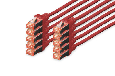 DIGITUS CAT 6 S/FTP Patchkabel, 10 Stück, 5m, rot