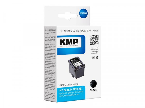 KMP Patrone HP C2P05AE NR.62XL black 600S. H162 refilled