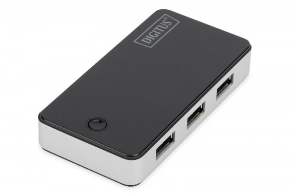 DIGITUS 4-Port-USB-Hub 4xA/1xA/F schw.Klavierlack/Alu +NTA
