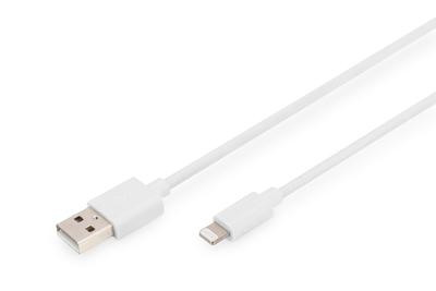 DIGITUS USB Kabel 2.0 A St. -> Lightning St., MFI 2M weiß