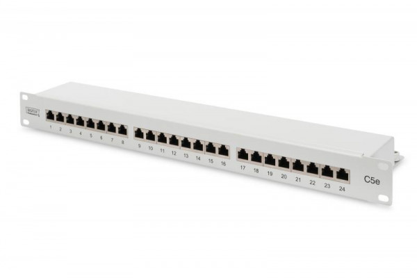 DIGITUS Patchpanel 1HE 24-Port Cat5e geschirmt grau
