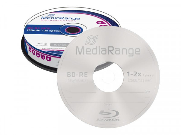 MediaRange Bluray 25GB 10pcs BD-RE Spindel 2x
