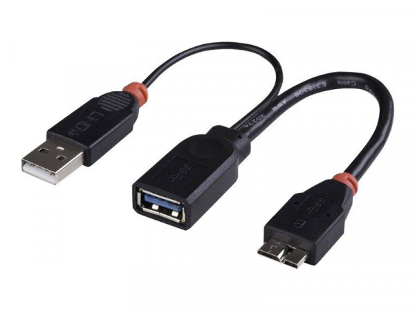 Lindy USB 3.0 Kabel Typ Micro-B/A Aufladefunkt. M/F OTG 0.5m