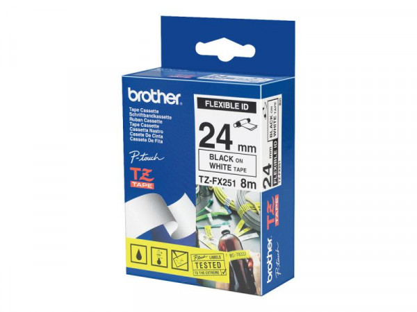 Schriftbandkassette Brother 24mm weiß/schwarz TZEFX251