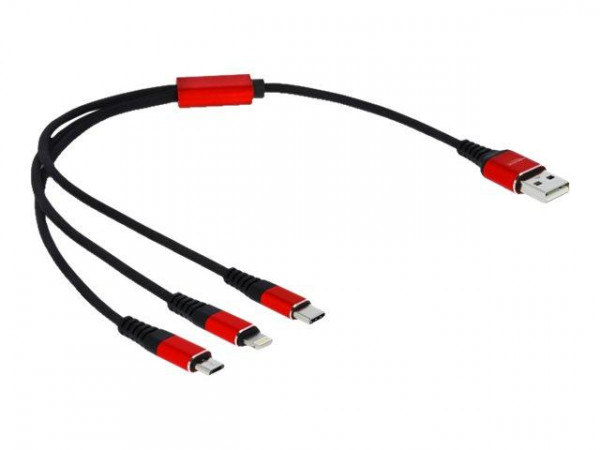 Delock USB 3in1 Ladekabel für Lightning/Micro-USB/USB C 30cm