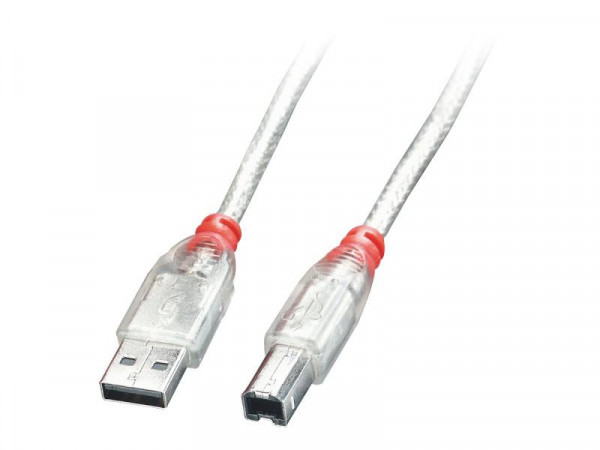 Lindy USB 2.0 Kabel Typ A/B transparent M/M 5m