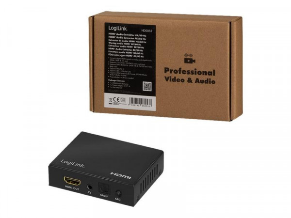 LogiLink HDMI-Audio-Extraktor,2CH/5.1CH,SPDIF,4K/60Hz,schw.