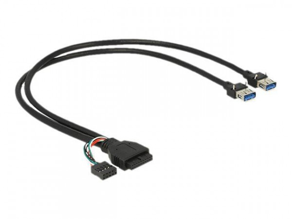 USB3.0 Kabel Delock Pinheader 19pin+9pin -> 2x A Bu/Bu 0.45m