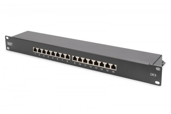 DIGITUS Patchpanel 1HE 16-Port Cat6 geschirmt schwarz