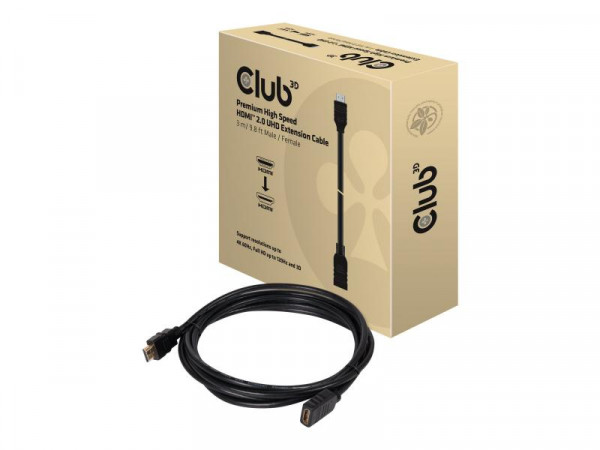 Club3D HDMI-Kabel 2.0 UHD-Verlängerungskabel 3 Meter St/Bu