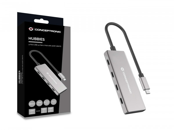 CONCEPTRONIC Dock USB-C->4x USB-C 100WPD o.Netzteil 0.25m gr